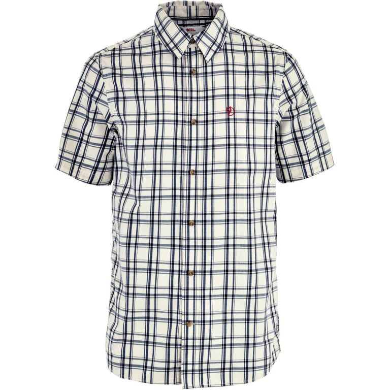 Fjällräven Ãvik Lite Shirt SS Herre L Hvid/Blå-ternet Skjorter